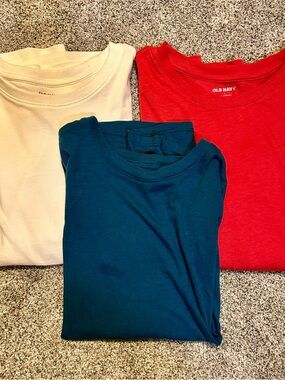 3 Old Navy Women’s Sleeveless Tee - Red, White, Teal